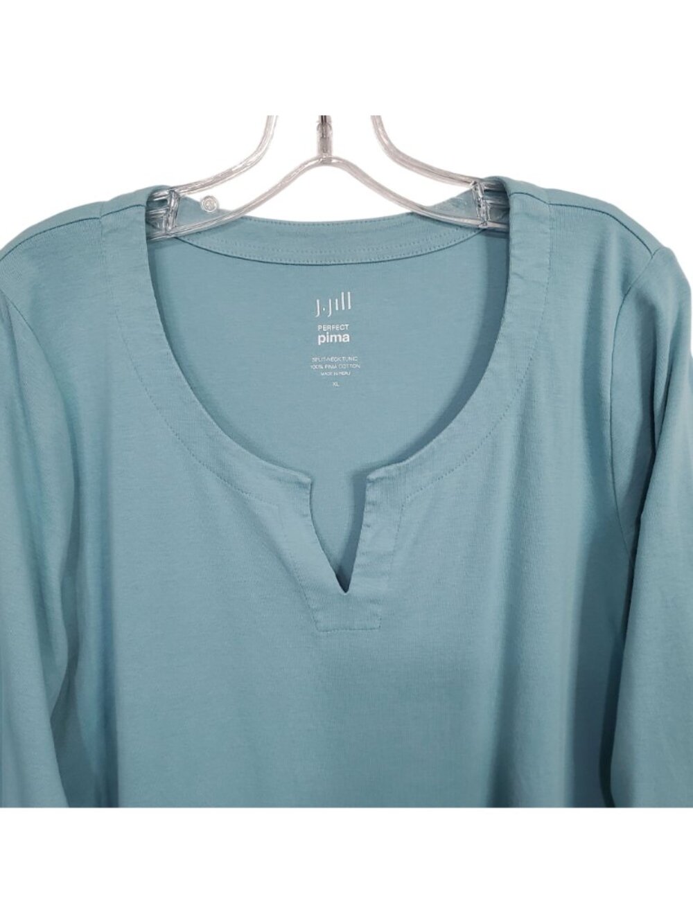 J Jill Size XL Perfect Pima Split Neck Tunic Top Soft Cotton Long Sleeve Casual - Picture 4 of 8